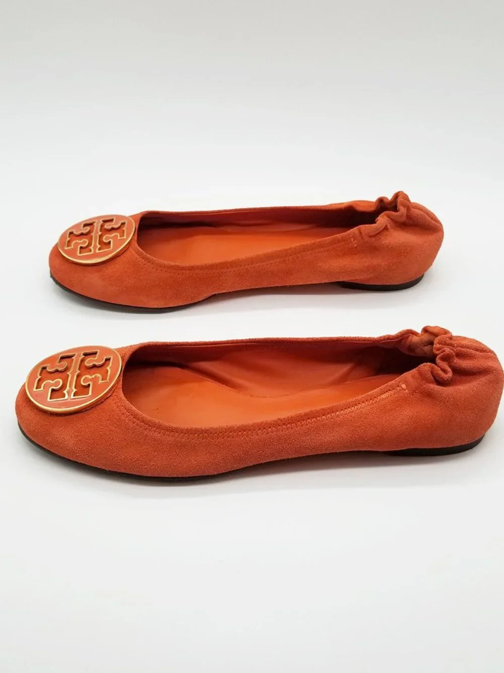 Tory Burch Reva Suede Leather Ballet Flat Orange Size 9.5M Classic Preppy $225 - Picture 4 of 14